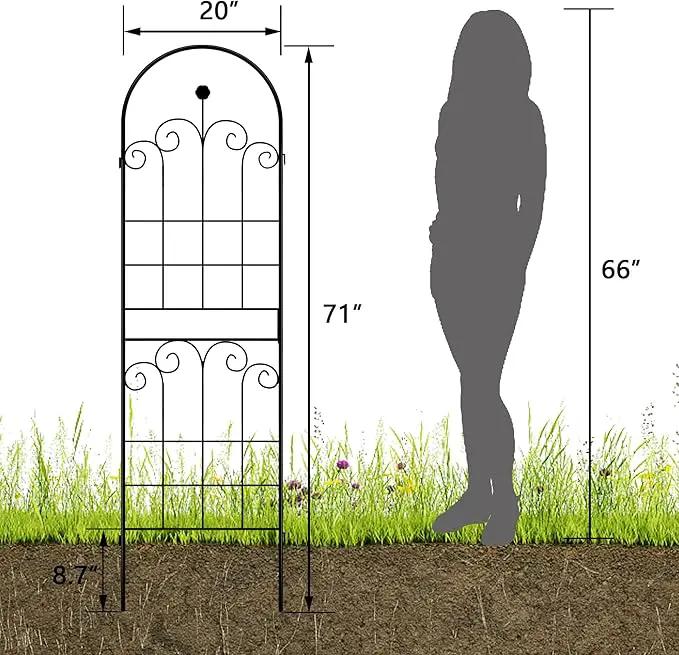 LZRS 4 Pack 71x20in Rustic Iron Arch Decoration Garden Trellis with Black Metal Coating – Perfect for Supporting Climbing Plants Outdoor, Roses, Vines, Flowers, and Vegetables. by GreenHaven Gardens