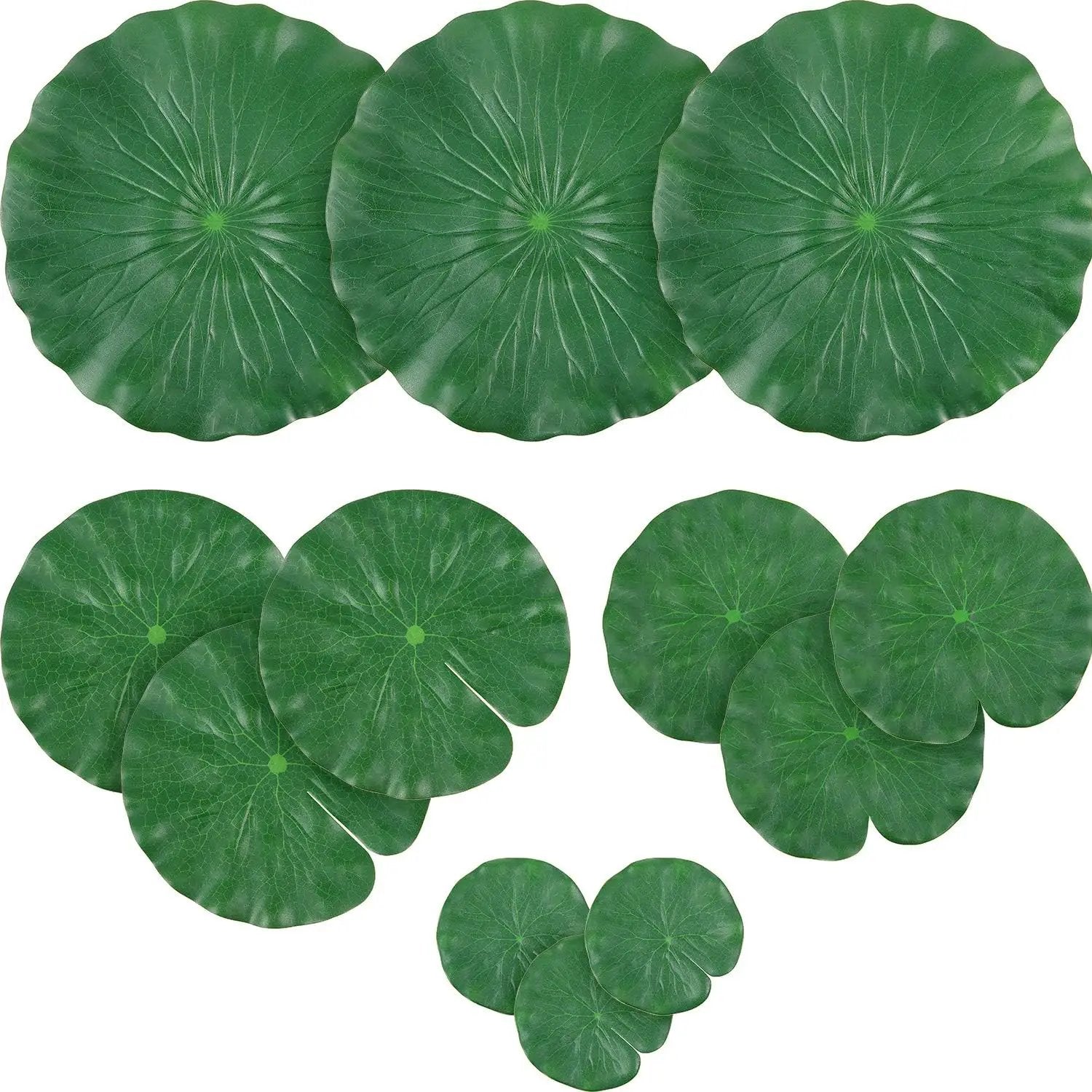 WILLBOND 12 Pieces 4 Kinds Artificial Lotus Leaves Floating Foam Ornament Lily Pads Foliage Pond Decor Water Lily Leaves for Patio Koi Fish Pond Pool Aquarium Decoration by GreenHaven Gardens