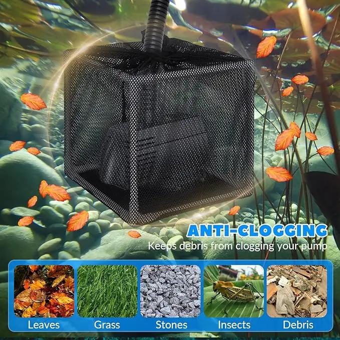 Pond Filter Box, Anti-Clogging Pond Filters for Outdoor Ponds Nylon Media Mesh Water Pump Cover Barrier Bag with Drawstring, Pond Pump Filter Bag (7 Inch) by GreenHaven Gardens