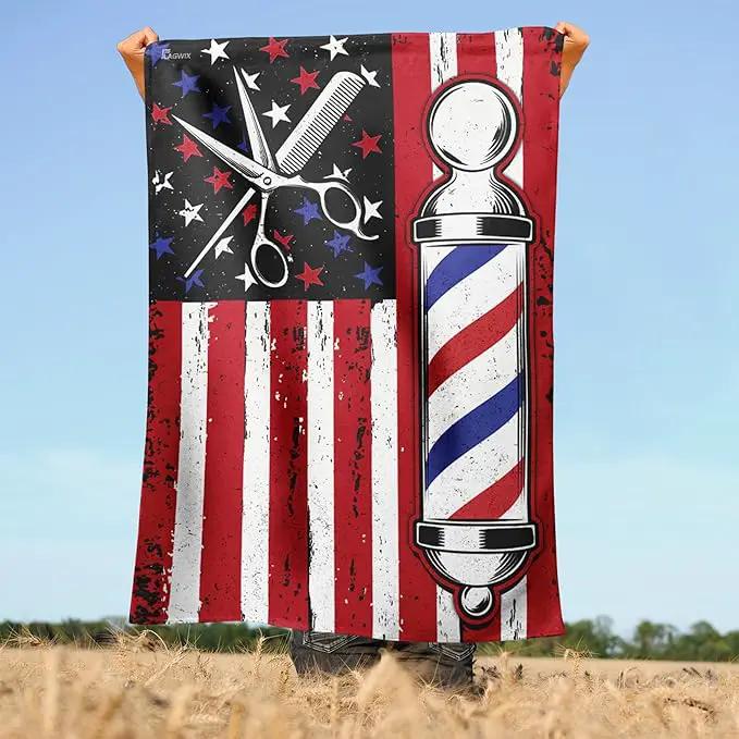 FLAGWIX Barbershop Flag, Barber American Flag - 4th of July Decorations for Home, Inside, Outside, House Flag (29.5" X 39.5") - USA House Garden Flags Premium Polyester, Decorative Outdoor Flags by GreenHaven Gardens
