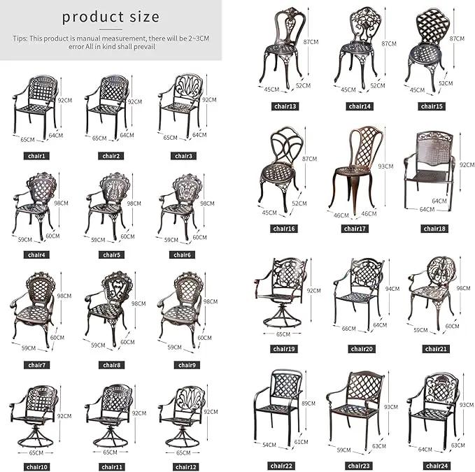 Outdoor Dining Chair Cast Aluminum Patio Chairs Set of 2 All-Weather Patio Dining Chair with Adjustable Feet for Backyard Garden (Flange Chair) by GreenHaven Gardens