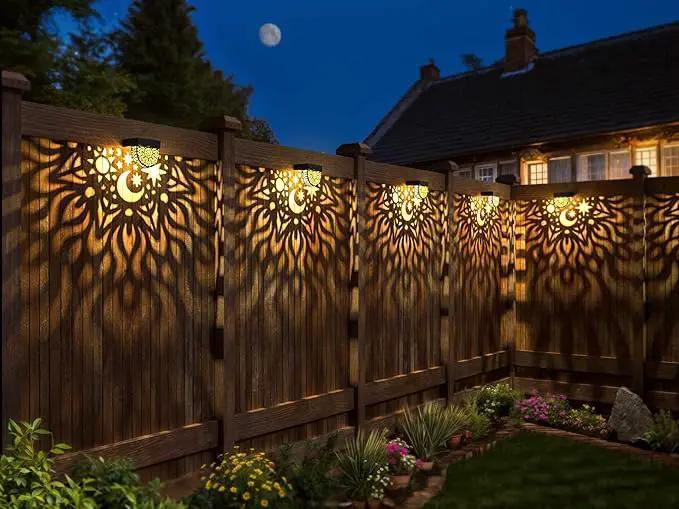 Solar Fence Lights 6 Pack Solar Deck Lights Waterproof LED Powered Step Wall Lanterns Outdoor Decorations Warm Yellow Decorative Lighting for Garden Backyard (Black) by GreenHaven Gardens