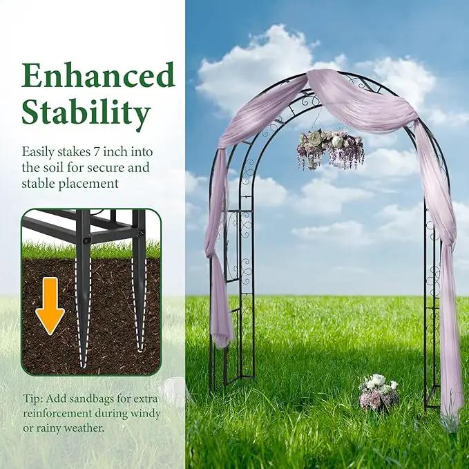 VINGLI Garden Arbor, Arch Archway for Wedding Ceremony Party, Steel Garden Trellis for Plant Climbing, Christmas Garden Decorations Pergola for Garden, Backyard, Lawn (Black, 75.5x22.8x94.5in) by GreenHaven Gardens