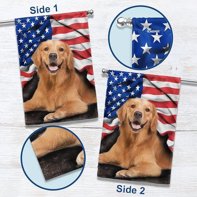 FLAGWIX Golden Retriever, Patriot American Dog Flags - 4th of July Decorations for Home, Outside, Indoor Outdoor Flag, House Flag 30x40 - Double Sided, Heavy Duty Canvas, Fade Resistant by GreenHaven Gardens