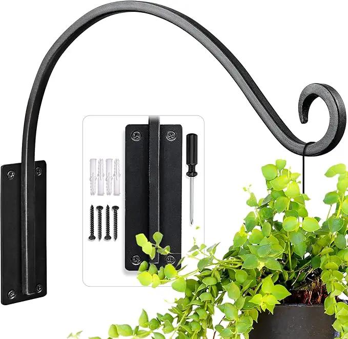 AJART Hanging Plant Hanger Outdoor: 16-Inch Bird Feeder Wall Hooks - Heavy-Duty Plant Bracket Hook for Hanging Flower Baskets by GreenHaven Gardens