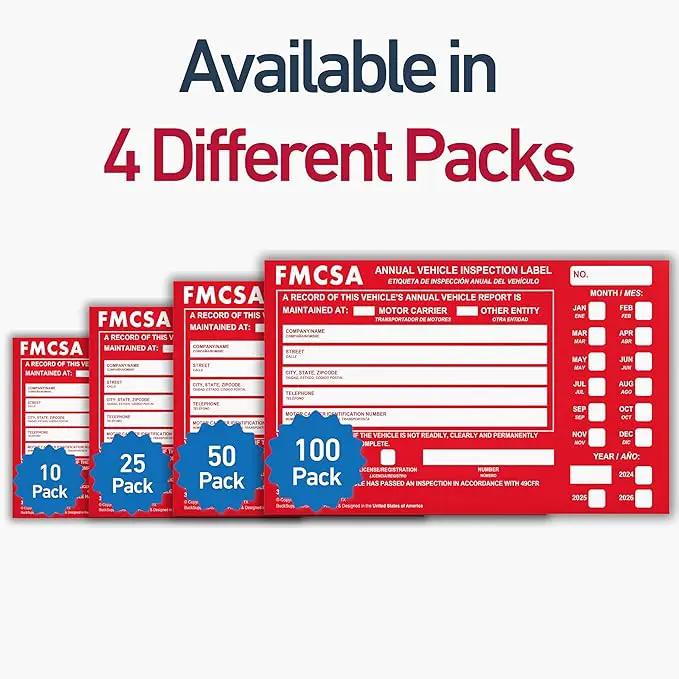10 Pack Buck Aluminum Annual Vehicle Inspection Label with Punch Boxes, 2 Mil Red FMCSA Self Adhesive Sticker, DOT Compliant, Weatherproof, Tear Resistant, Easy to Write On, 6" x 3.5" - Made in USA by GreenHaven Gardens