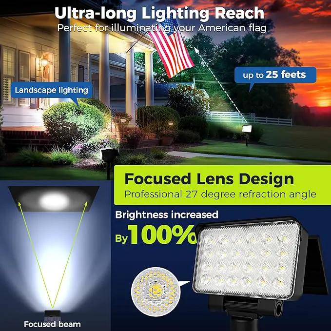 Solar Spot Lights Outdoor Waterproof for Flag, Tree, House, Garden, Yard, Landscape Spotlights for Accent Uplighting Decorations-4 Pack, Natural Light by GreenHaven Gardens
