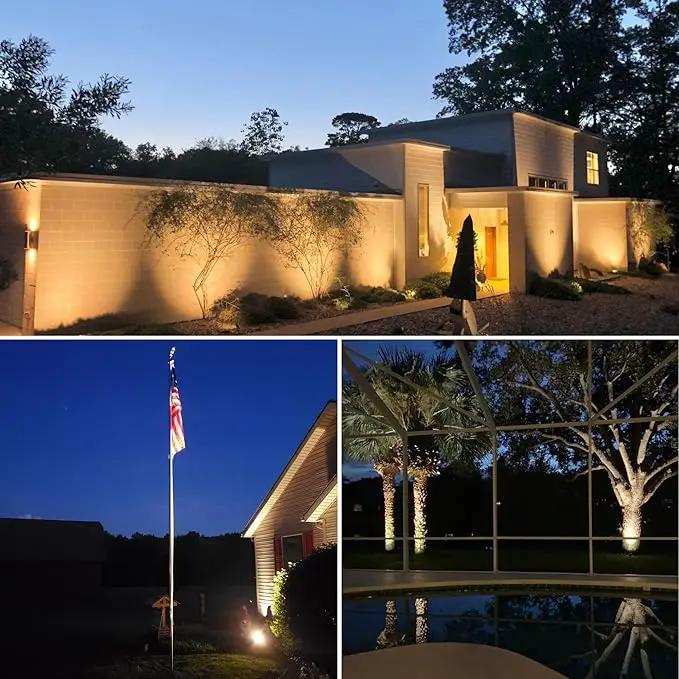 SUNVIE 20W Outdoor Landscape Spotlights 120V Waterproof Dusk to Dawn Spot Lights Outdoor 3000K LED Spotlight with Photocell Sensor Landscape Lighting for Yard Flag Tree Garden Decor 6 FT US 3-Plug in by GreenHaven Gardens