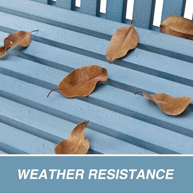 Psilvam Garden Bench, 2-Person Poly Lumber Patio Bench, All-Weather Outdoor Bench That Never Rot and Fade, Memorial Bench, Suit for Garden, Porch and Park(Blue) by GreenHaven Gardens