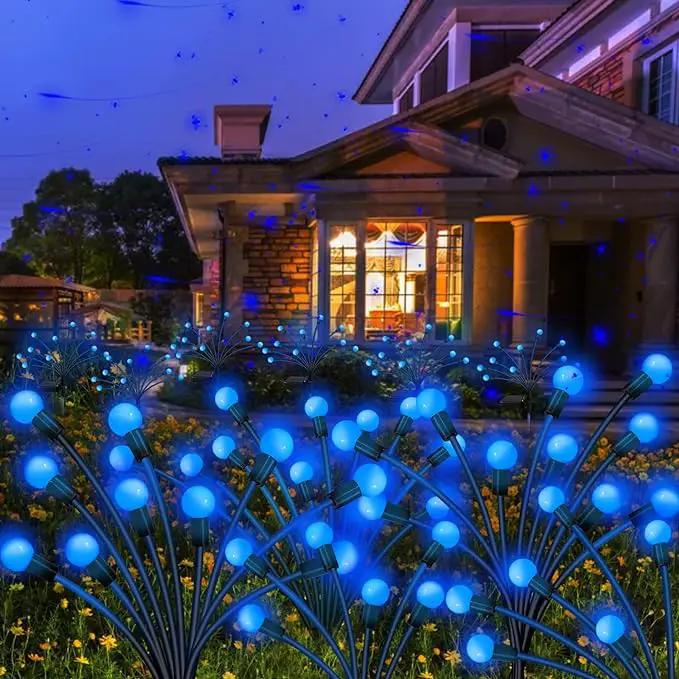 4 Pack 40 LED Solar Firefly Lights,2 Pack Multicolor+2 Pack Blue by GreenHaven Gardens