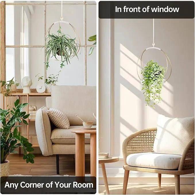 Hanging Planter for Indoor Plants - Outdoor Plant Hanger, Mid Century Boho Macrame Metal Plant Hanger, Plant Hanger Indoor Conner Ceiling, Gift for Mom, Plant Lovers, Housewarming by GreenHaven Gardens