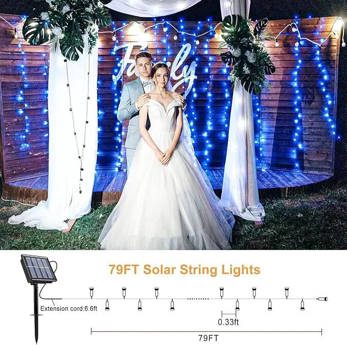 2 Pack Solar String Lights for Outside, Each 79Ft 240LED Solar Lights Outdoor, 8 Modes Waterproof Solar Powered Fairy Twinkle Lights for Backyard Patio Tree Party Garden Decoration, Blue by GreenHaven Gardens