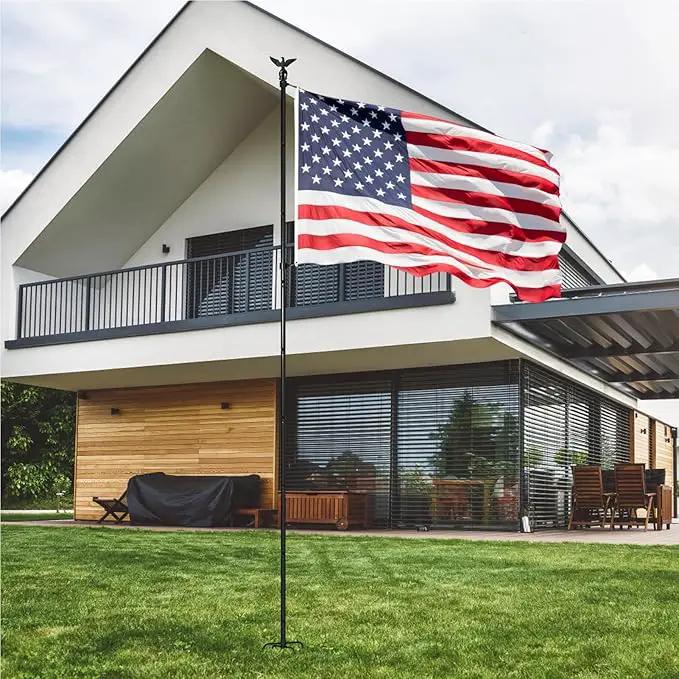 ZMTECH 10 FT Flag Pole Kit in Ground with 5 Pronges Base, Heavy Duty Flag Pole Holder with Metal Eagle Topper for Outside House & Yard Outdoor Garden Decor Residential Commerical(1 Pack,Without Flag) by GreenHaven Gardens
