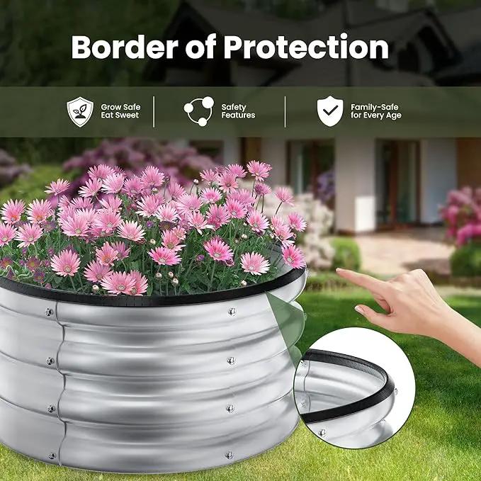 ZXZYHFTY Round Galvanized Raised Garden Bed kit,Silver Outdoor Garden Raised Planter Box, Round Large Metal Raised Garden Beds for Vegetable 2 * 2 * 1ft 1 Pack by GreenHaven Gardens