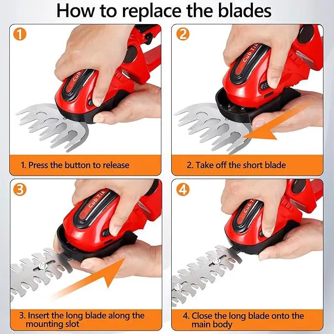Hedge Trimmer Cordless 2 in 1 Handheld Grass Shears Mini Shrubbery Grass Cutter Electric Brush with Battery and Charger (Mordern) by GreenHaven Gardens