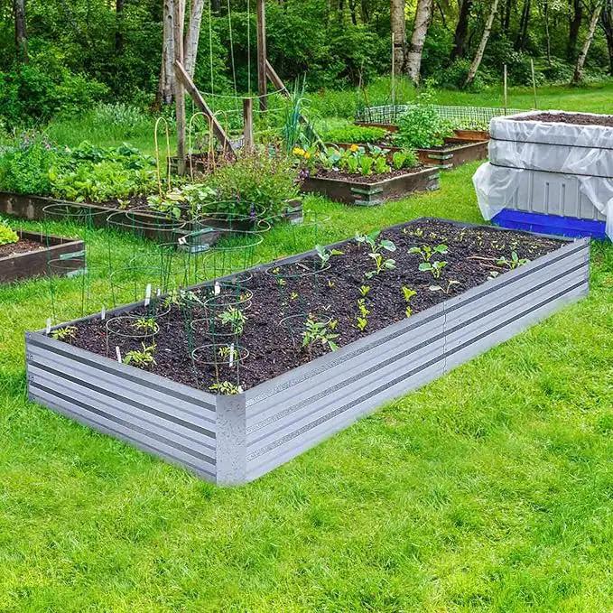 Galvanized Raised Garden Beds for Vegetables Large Metal Planter Box Steel Kit Flower Herb, 8x4x1ft by GreenHaven Gardens