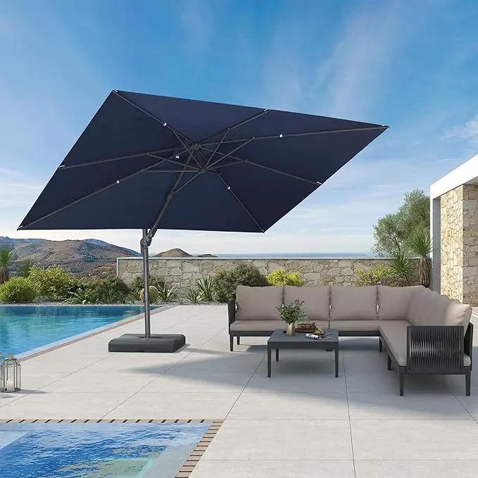 PURPLE LEAF 9' X 12' Left-right Tilting Outdoor Patio Umbrella Swivel Offset Cantilever Heavy Duty Rectangle Aluminum Umbrella with UV Resistant for Deck Pool Patio Backyard, Ocean Slate by GreenHaven Gardens