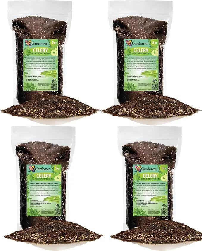 Premium Celery Potting Soil Mix - Optimal Nutrient-Rich Blend for Thriving and Crisp Celery Plants - 20 Quart by GreenHaven Gardens
