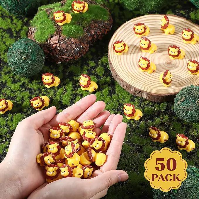 50 Pcs Mini Resin Lion Miniature Lion Figurines Bulk Adorable Garden Accessories for Micro Landscape Ornaments Home Decor Bookcase Living Room Scenes Kit by GreenHaven Gardens