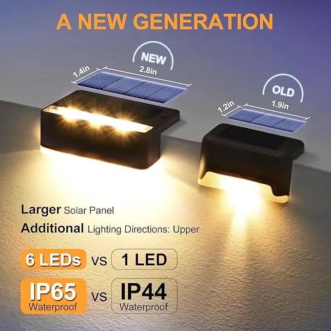 SOLPEX Solar Fence Lights, 6 LEDs Solar Lights Outdoor Waterproof Solar Powered for Deck, Stair, Front Porch, Balcony, Walkway, Garden, Yard, Patio, Pool Decor, IP65 Waterproof (4 Pack, Warm White) by GreenHaven Gardens