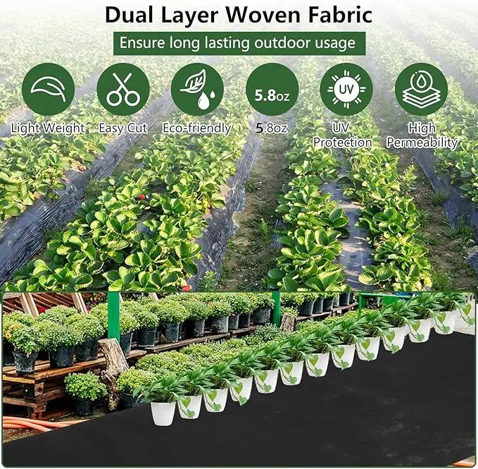 Broadfashion Woven Landscape Fabric 5.8oz, 3 x 300FT Weed Fabric Barrier, Double Layer, Garden Fabric Weed Barrier, Weed Control Fabric Ground Cover, Gardening Mat for Garden Beds, Landscaping by GreenHaven Gardens