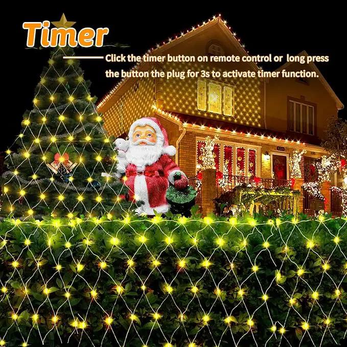JXLEDAYY 2 Pack Total 400 LED Christmas Net Lights Outdoor Mesh Lights Fairy String Lights Plug in with Timer 8 Modes Waterproof for Outside Bush Window Wall Patio Fence Tree Decorations-Warm White by GreenHaven Gardens