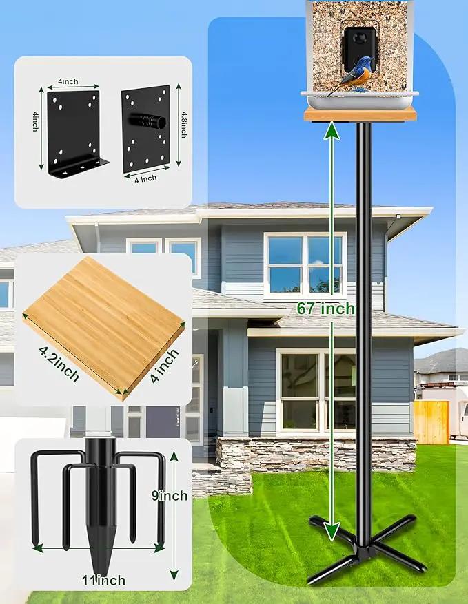 XDW-GIFTS Bird House Pole, 1 Pack 76 Inch Metal Bird Feeder Pole for Outdoor, with 5-Prong Heavy Duty Base for Birdhouse Mounting, Weather Station by GreenHaven Gardens