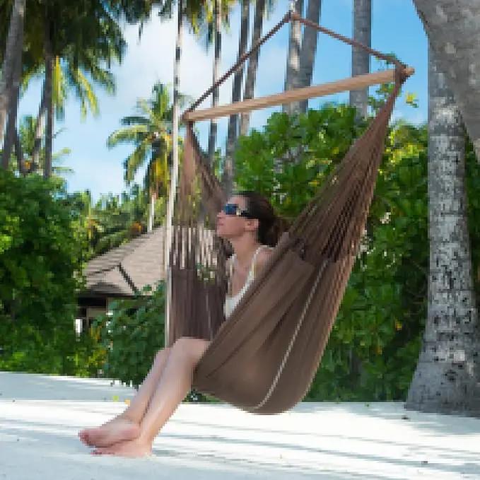 La Siesta® XL King Habana Cotton Hanging Hammock Chair, Indoor Outdoor Hammock Swing Chair, Boho Hanging Chair Bedroom Patio, Max 355 Lbs, Chocolate by GreenHaven Gardens