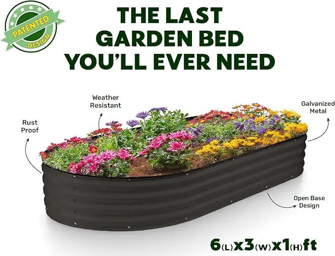 Galvanized Raised Garden Beds Outdoor // 6×3×1 ft (2-Pack) Planter Raised Beds for Gardening, Vegetables, Flowers // Large Metal Garden Box // Patented Tool-Free Design (Black) by GreenHaven Gardens