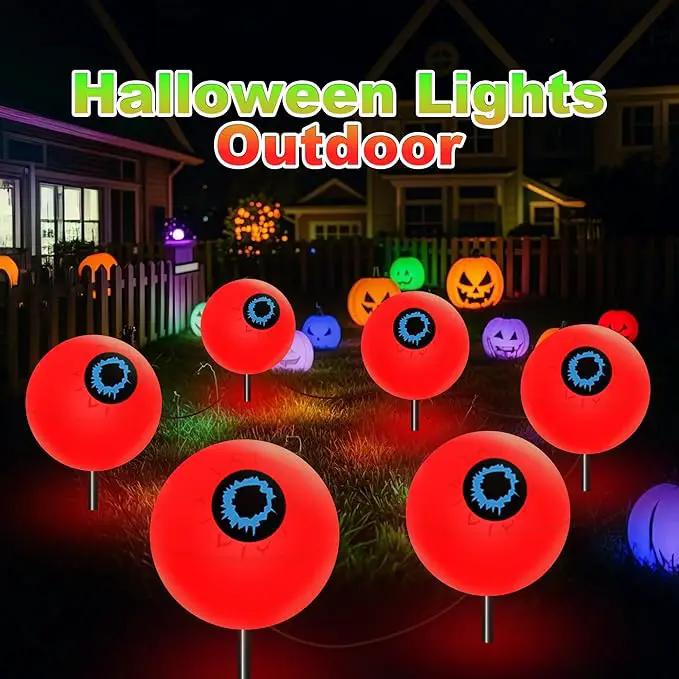Outdoor Solar Lights Waterproof Decorations, 6 Pack Solar Globe Lights for Garden Decorations, Outside Ghost Solar Scary Eyeball Pathway Lights Decor for St. Patrick's Day Tree Garden Lawn Yard by GreenHaven Gardens