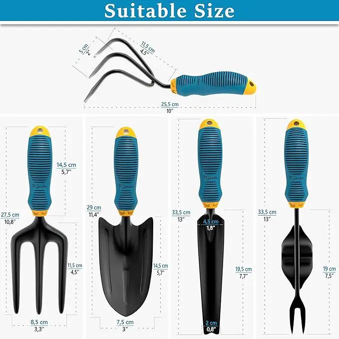 Gardening Tools Set from Alloy Steel - Heavy Duty Garden Tool Set with Light & Rubber Non-Slip Handle - Gardening Tool Kit - Ergonomic Garden Hand Tools - Gardening Gifts for Men and Women by GreenHaven Gardens