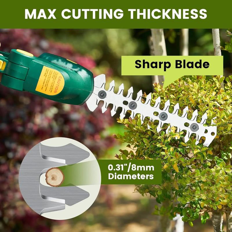 Cordless Hedge Trimmer, 2-in-1 Electric Bush Trimmer and Handheld Grass Cutter, 22V Lightweight Mini Shrub Trimmer Grass Clippers with 1 Battery and Charger, Perfect Gardening Yard Tools by GreenHaven Gardens