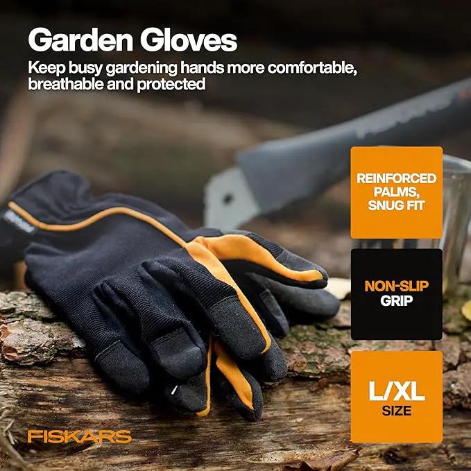 Fiskars House Plant Starter Tool Gift Set with Bypass Pruner, Trowel, Cultivator, and L/XL Garden Gloves, Accessories for Indoor Gardening (4 Piece Kit) by GreenHaven Gardens