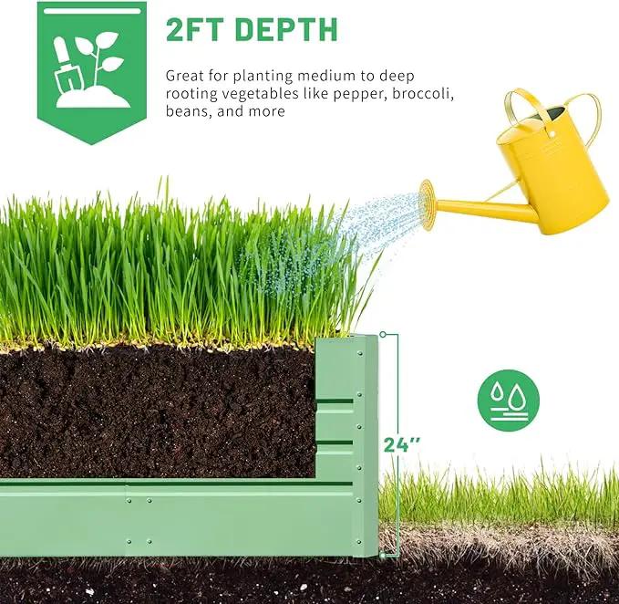 SnugNiture 2 Pcs 4x2x2FT Raised Garden Bed Galvanized Planter Garden Boxes Outdoor, Deep Root Planter Raised Bed for Vegetables Flowers Herbs,Green by GreenHaven Gardens