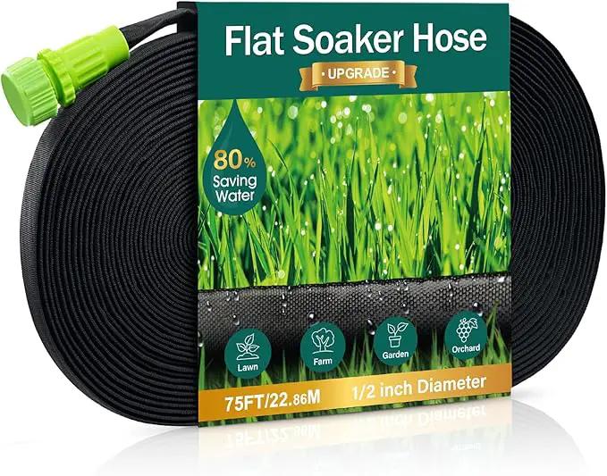 Soaker Hose 75ft for Garden Beds, Drip Irrigation Hose Saves 80% Water, Leak Proof Sprinkler Hose For Garden, Lawn, Flower Bed, Vegetable Field (75FT) by GreenHaven Gardens