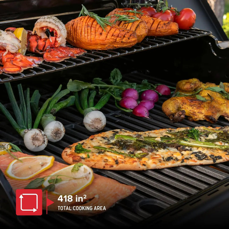 Nexgrill 3-Burner Propane Gas Grill with Side Burner, 52,000BTUs, 418 SQ. In. Cooking Space, BBQ Grill with Durable Steel Lid & Control Panel for Outdoor Cooking, Patios, and More - 720-0925S by GreenHaven Gardens