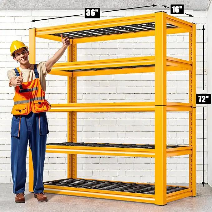 REIBII Garage Shelving Load 3000LBS, 5-Tier Storage Shelves, Adjustable Heavy Duty Metal Shelving Unit for Pantry, Basement, Warehouse, 72" H x 36" W x 16" D H, 3PC by GreenHaven Gardens