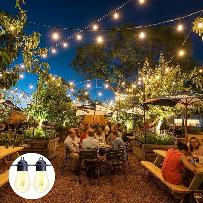 Honche Solar Lights Outdoor Waterproof LED IP66 with 15 Edison Bulb Warm White String Lights Patio Lights Decorate for Christmas Camping Wedding Birthday Backyard Gazebo Party by GreenHaven Gardens
