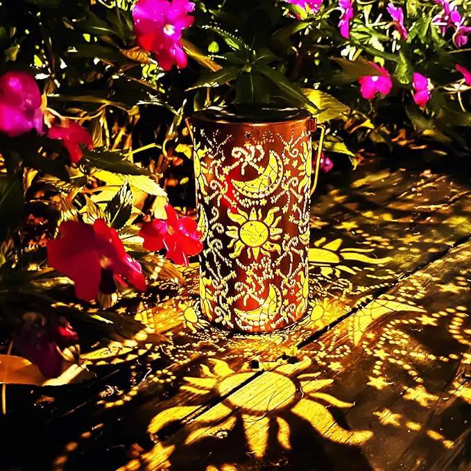 Solar Lanterns Outdoor Hanging Lantern Lights,Sun Moon Metal Decor Lanterns-Waterproof LED Decorative Light for Garden Patio Yard Lawn Backyard Front Porch as Gifts for Mom Grandma Women by GreenHaven Gardens