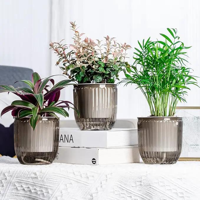 4.5 Inch 2 Pcs Self Watering Hanging Planter Indoor Plant Pots Drainage Holes, Outdoor Small Hanging Planters Flower Pot Basket, Visible Water Level, Plant Hanger Home Decor, Gardening by GreenHaven Gardens