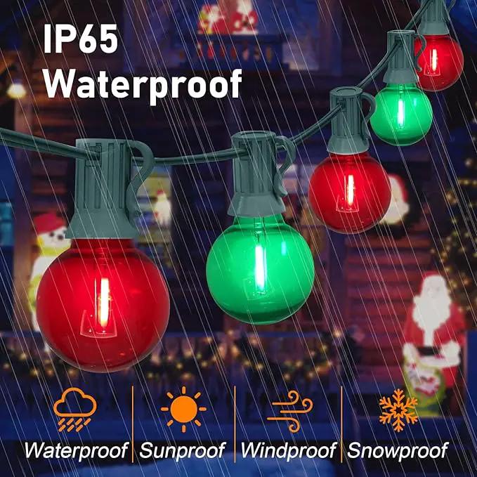 GOOTHY 50Ft Outdoor Red/Green Christmas Lights, G40 Globe Patio String Lights with 25 Ceramic Colorful Bulbs(2 Spare), Outside Christmas Lights for Holiday Party Backyard Christmas by GreenHaven Gardens