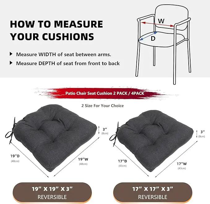 RACE LEAF 4 Pack Patio Chair Cushions 17x17 Inch, Thickened Waterproof Cushions with Stain Resistant Cover and Non-Slip Ties for Patio Furniture (Gray) by GreenHaven Gardens