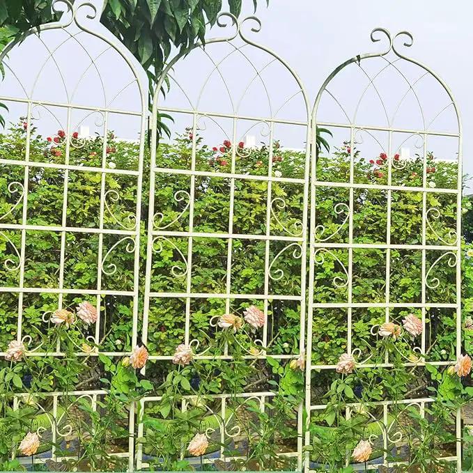 2 Pack Metal Garden Trellis 71" H Fence Rustproof Garden Trellis for Climbing Plants Support Roses Flower Outdoor Lawn, Cream White by GreenHaven Gardens