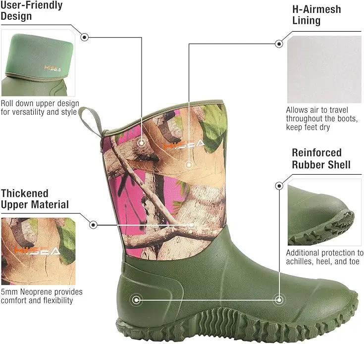 HISEA Women's Rubber Garden Boots Waterproof Insulated Yard Gardening Shoes Mid Height for Mud Working Outdoor by GreenHaven Gardens