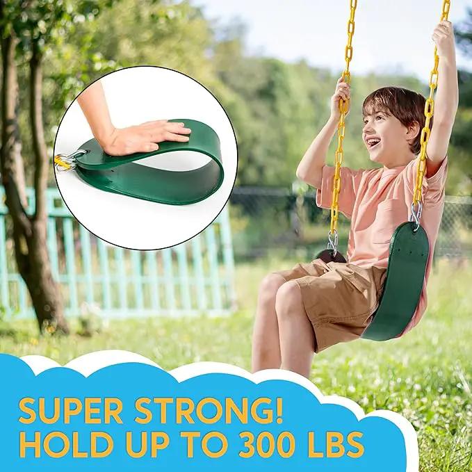TURFEE 2 Pack Green Swing Seats Heavy Duty with 66" Chain, Swing Set Accessories Replacement with Snap Hooks for Kids Outdoor Play Playground, Trees, Playground(Green) by GreenHaven Gardens