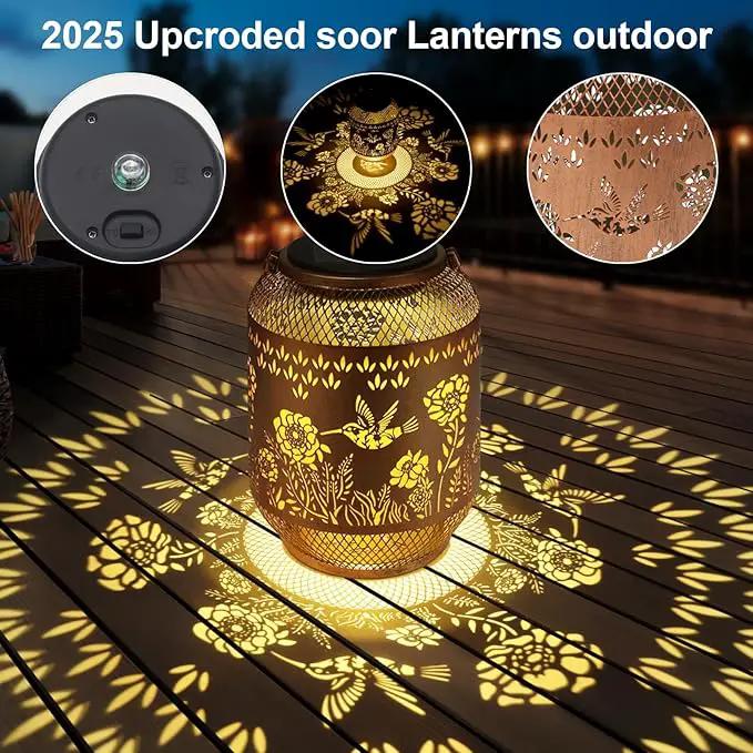 Solar Lanterns Outdoor Waterproof Christmas Birthdays Gifts for Women Mom Grandma Butterfly Garden Decor Metal Hanging Solar LED Lights for Patio(Butterfly Flock-2P) by GreenHaven Gardens