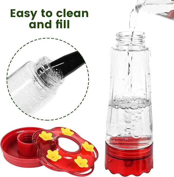 Glass Hummingbird Feeders for Outdoors Hanging Ant and Bee Proof, 1 Pack 15 Ounces Red Hummingbird Feeder with 5 Feeding Ports and Perches, Built-in Ant Moat, Outside Garden Décor (Glass, 1) by GreenHaven Gardens
