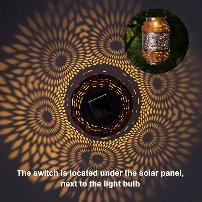 2 Pack Solar Lanterns Outdoor,Rattan with Metal Decorative Garden Hanging Lanterns Waterproof Christmas Gifts for Women LED Light with Handle for Table,Patio,Pathway,Pergolas,Tree,Yard,Fence,Hook by GreenHaven Gardens