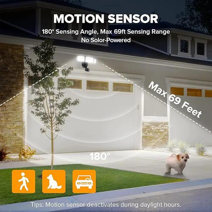 LUTEC 72W 7500LM LED Security Lights Motion Sensor Light Outdoor, 5000K Daylight, IP65 Waterproof, Dusk to Dawn, 3-Head Motion Detected Flood Light for Garage, Yard, Porch(Black) by GreenHaven Gardens