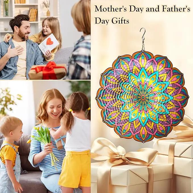 Wind Spinner Purple Tulip Mandala Wind Spinners for Yard & Garden Hanging Wind Sculpture & Spinners 3D Kinetic Metal Art Decor Outdoor Ornament, Fun Mandala Gifts for Women/Mom/Dad/Men/Girl by GreenHaven Gardens